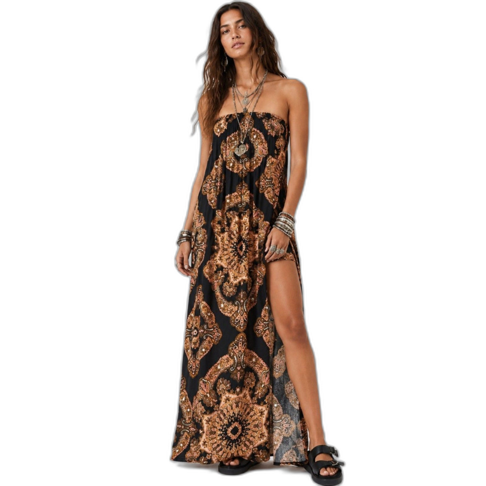 NWT Free People Summer Fling Romper Maxi Dress Strapless Convertible XS Skirt - Picture 1 of 14